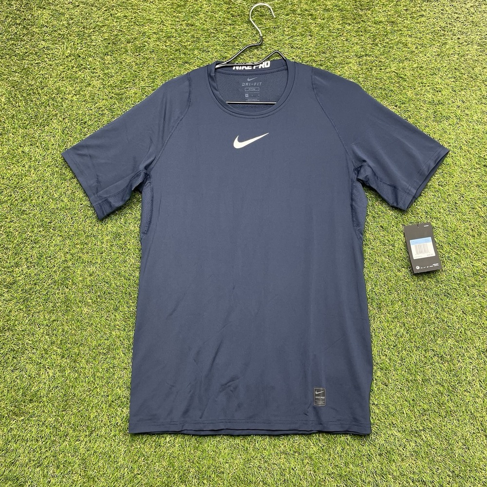 Nike Pro Training Shirt Mens Medium Short Sleeve Dri Fit Blue 838093-100 New